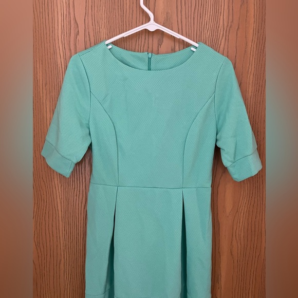NEW Mint Green 3/4 Sleeve Box Pleated Midi Dress M - Picture 9 of 9